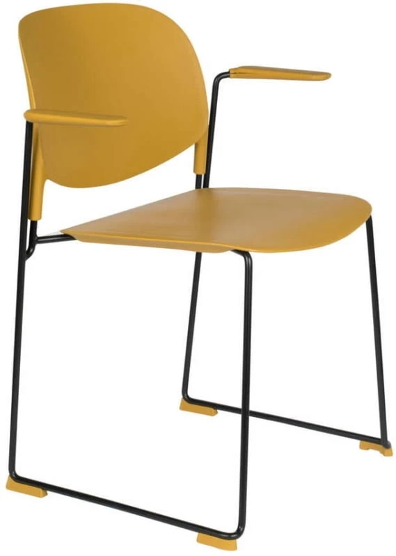 Krzesło z podłokietnikami Stak musztardowe