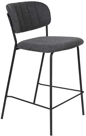 Barová židle, tmavě šedá s černým rámem