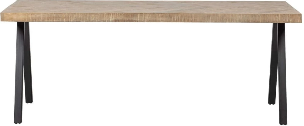 Stół z drewna mango w jodełkę z kwadratową nogą 180x90 Tablo