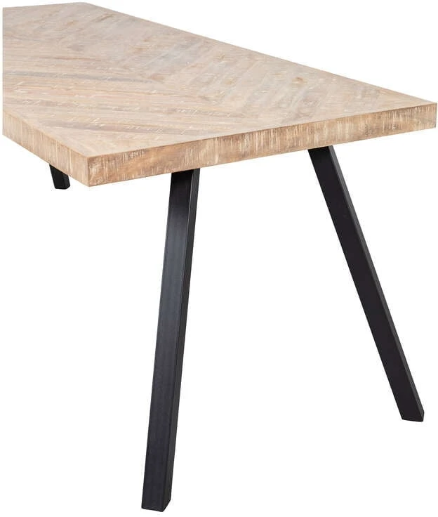 Stół z drewna mango w jodełkę z kwadratową nogą 180x90 Tablo