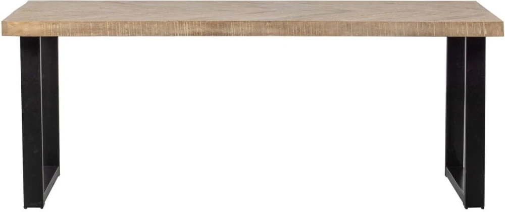 Stół z drewna mango w jodełkę z nogą U 180x90 Tablo
