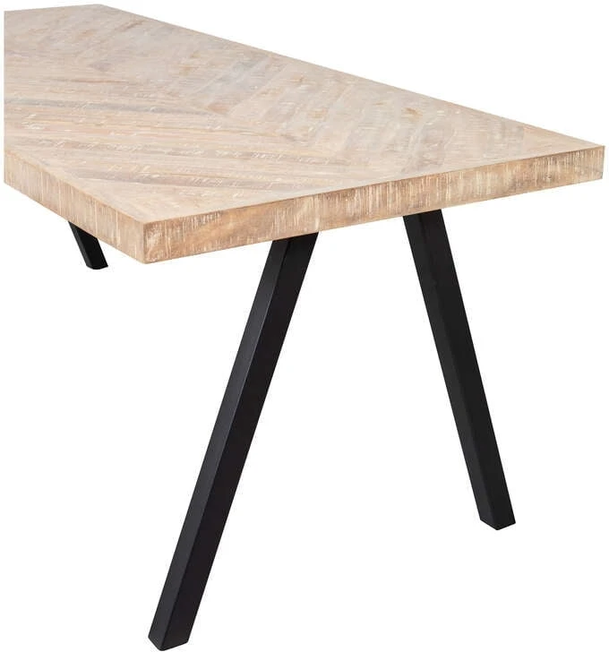 Stół z drewna mango w jodełkę z kwadratową nogą 200x90 Tablo