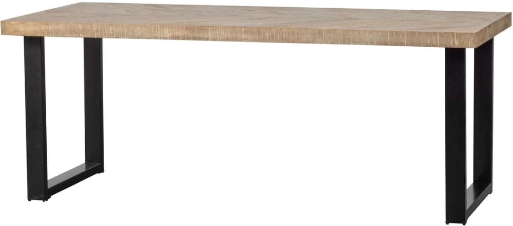 Stół z drewna mango w jodełkę z nogą U 200x90 Tablo