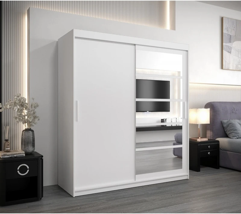 Šatní skříň s posuvnými dveřmi se zrcadlem Roma 1 180 cm