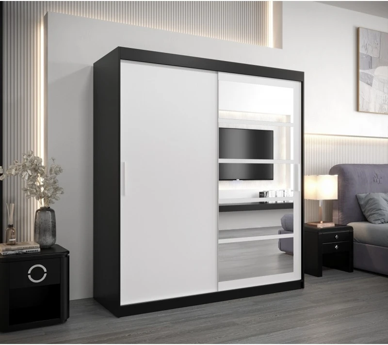 Šatní skříň s posuvnými dveřmi se zrcadlem Roma 1 180 cm