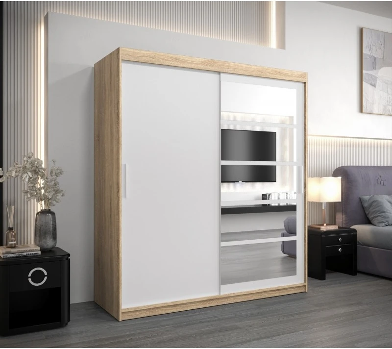 Šatní skříň s posuvnými dveřmi se zrcadlem Roma 1 180 cm