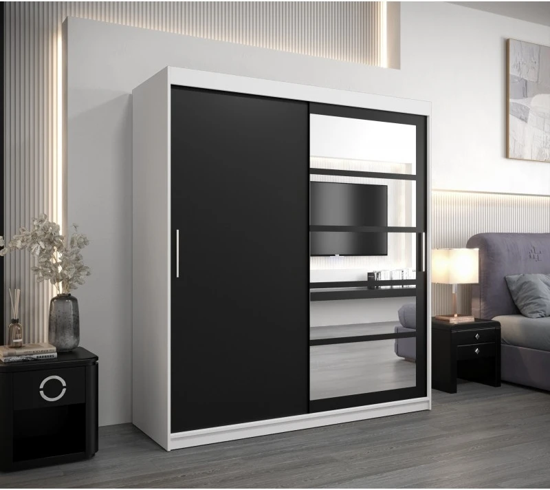 Šatní skříň s posuvnými dveřmi se zrcadlem Roma 1 180 cm
