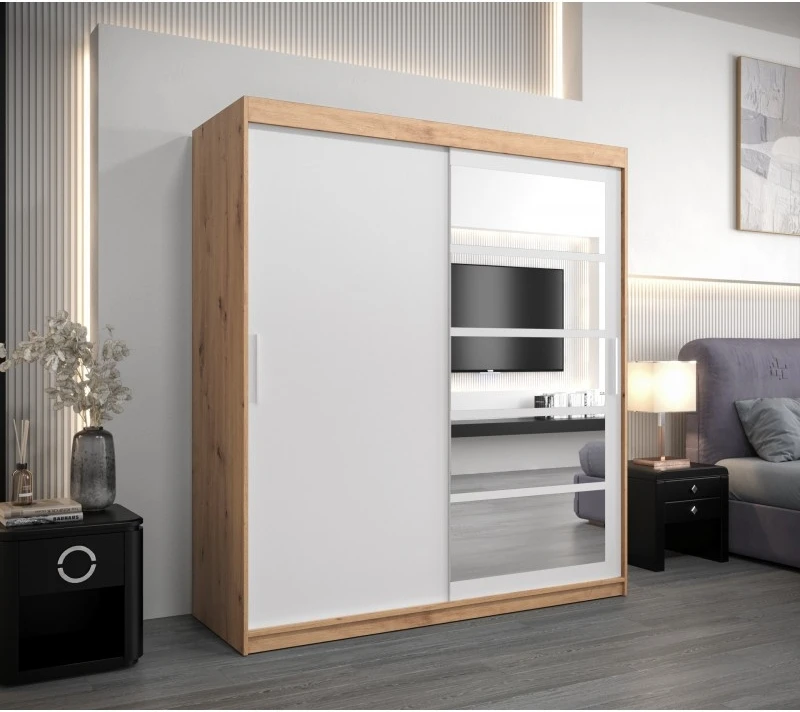 Šatní skříň s posuvnými dveřmi se zrcadlem Roma 1 180 cm