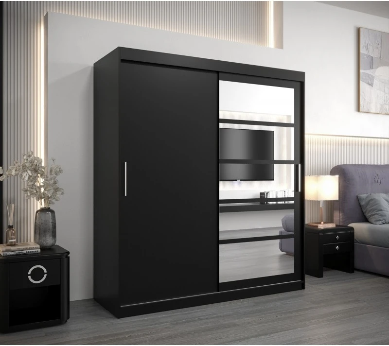 Šatní skříň s posuvnými dveřmi se zrcadlem Roma 1 180 cm