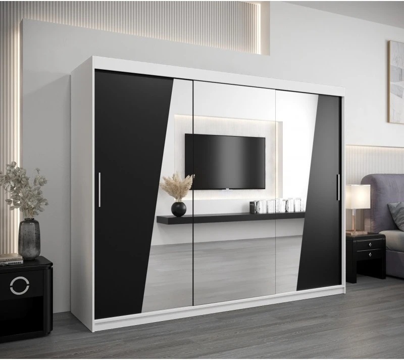 Šatní skříň s posuvnými dveřmi se zrcadlem Rhomb 250 cm
