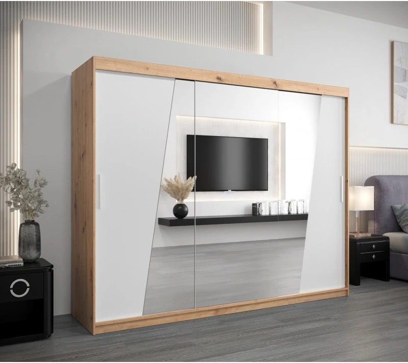Šatní skříň s posuvnými dveřmi se zrcadlem Rhomb 250 cm