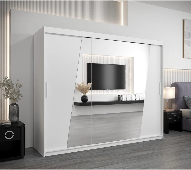 Šatní skříň s posuvnými dveřmi se zrcadlem Rhomb 250 cm