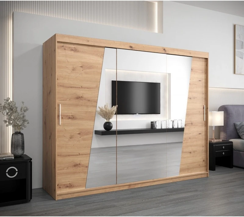 Šatní skříň s posuvnými dveřmi se zrcadlem Rhomb 250 cm