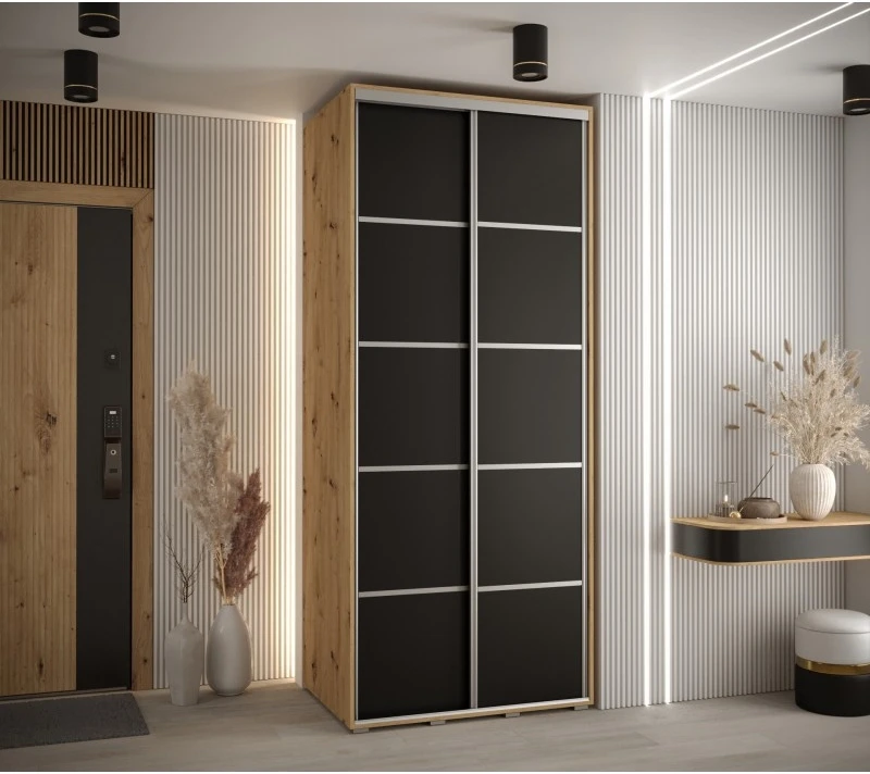 Vysoká šatní skříň s posuvnými dveřmi Davos 4 100, hloubka 60 cm, výška 235,2 cm