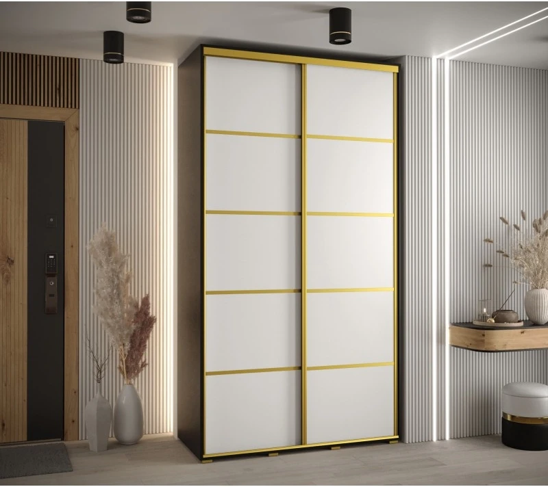 Vysoká šatní skříň s posuvnými dveřmi Davos 4 140, hloubka 45 cm, výška 235,2 cm
