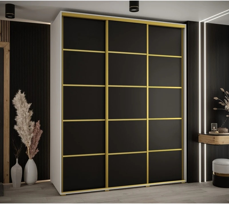 Vysoká šatní skříň s posuvnými dveřmi Davos 4 190, hloubka 60 cm, výška 235,2 cm