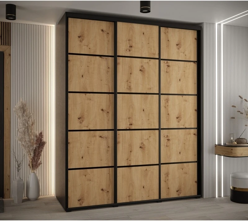 Vysoká šatní skříň s posuvnými dveřmi Davos 4 190, hloubka 60 cm, výška 235,2 cm