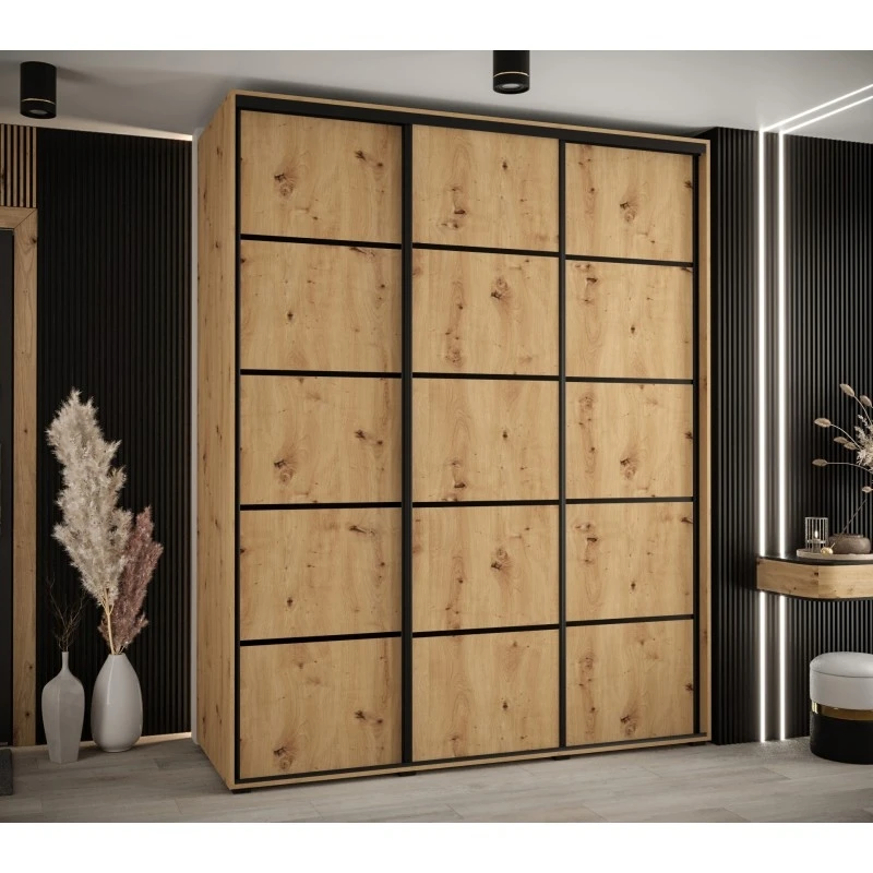 Vysoká šatní skříň s posuvnými dveřmi Davos 4 190, hloubka 60 cm, výška 235,2 cm