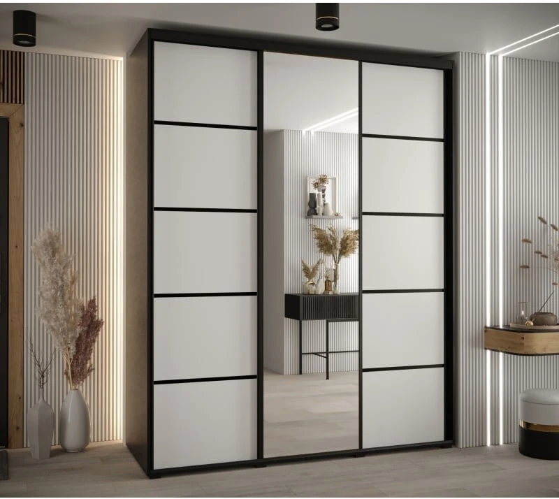 Skříň s posuvnými dveřmi a zrcadlem Davos 5 200, hloubka 60 cm