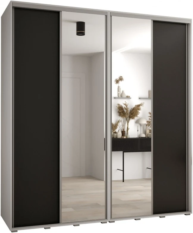 Vysoká šatní skříň s posuvnými dveřmi a zrcadlem Davos 3 220, hloubka 60 cm, výška 235,2 cm