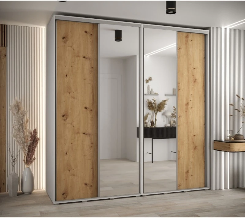 Vysoká šatní skříň s posuvnými dveřmi Davos 3 230, hloubka 60 cm, výška 235,2 cm