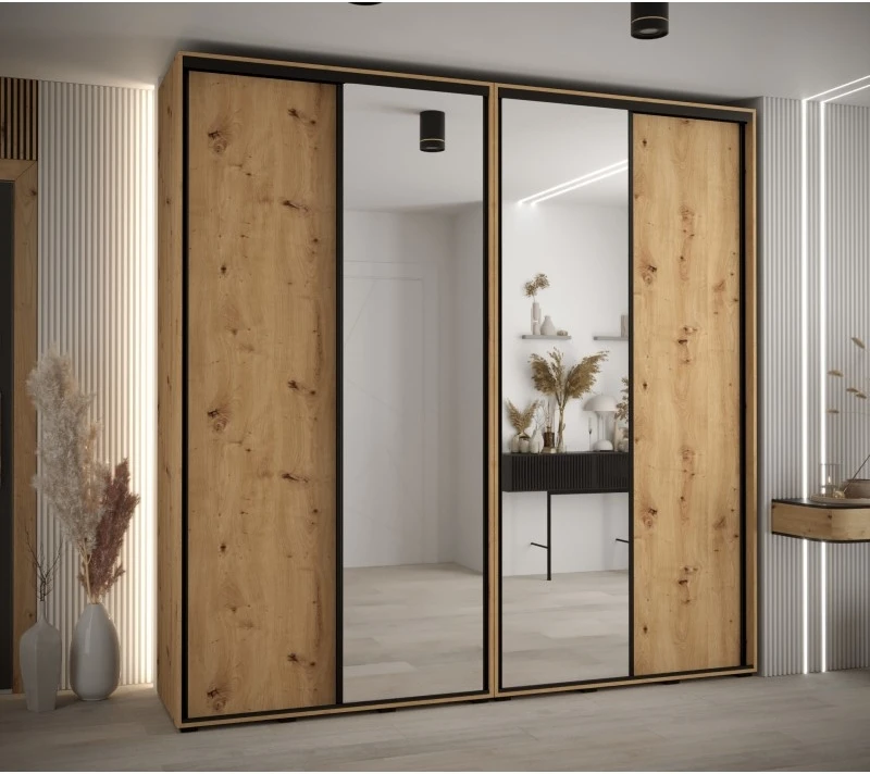 Vysoká šatní skříň s posuvnými dveřmi Davos 3 240, hloubka 45 cm, výška 235,2 cm