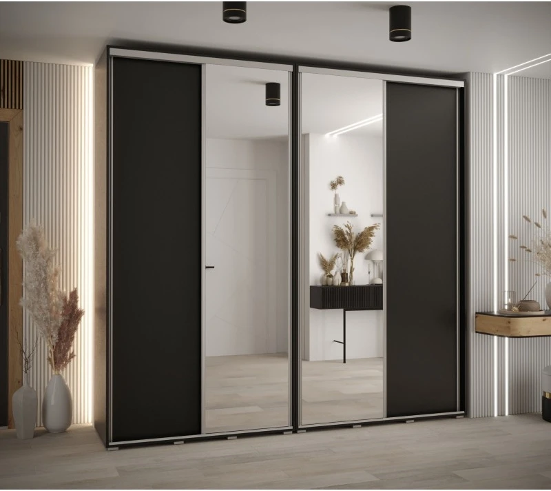 Vysoká šatní skříň s posuvnými dveřmi Davos 3 250, hloubka 45 cm, výška 235,2 cm