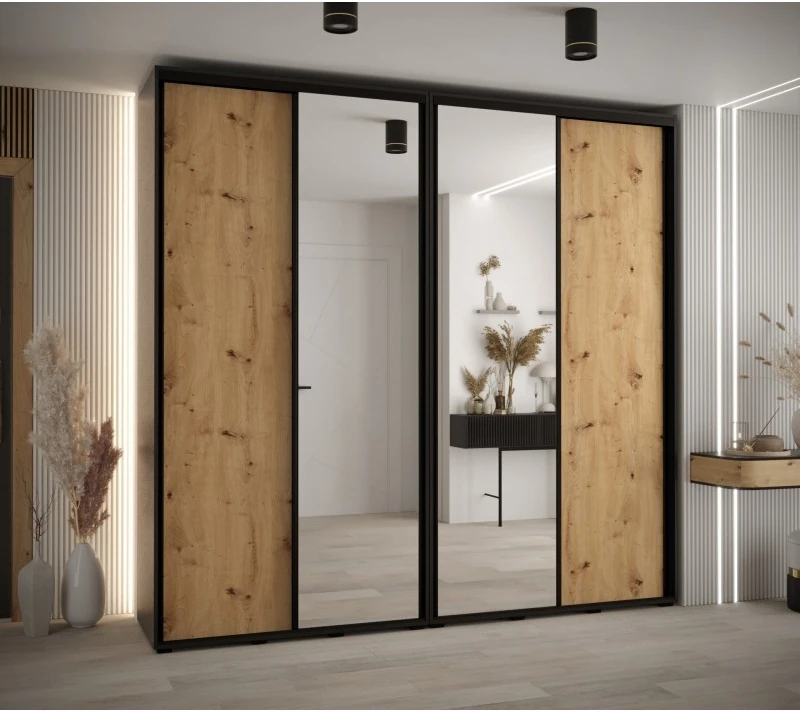 Vysoká šatní skříň s posuvnými dveřmi Davos 3 250, hloubka 45 cm, výška 235,2 cm