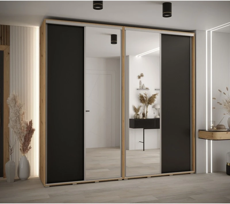 Vysoká šatní skříň s posuvnými dveřmi Davos 3 250, hloubka 45 cm, výška 235,2 cm