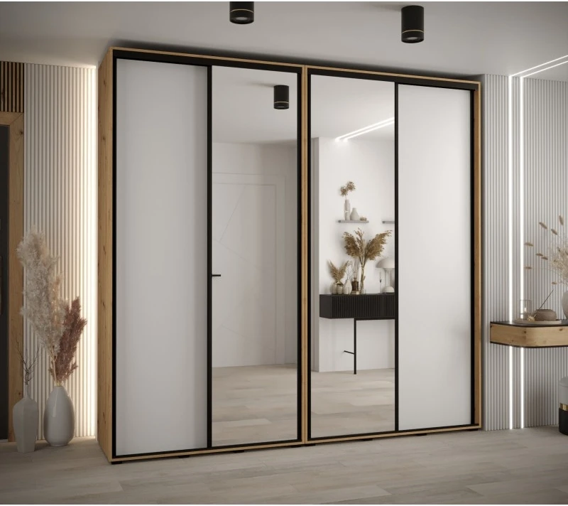 Vysoká šatní skříň s posuvnými dveřmi Davos 3 250, hloubka 45 cm, výška 235,2 cm