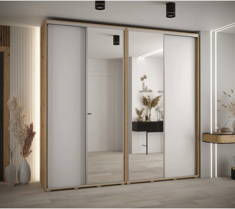 Vysoká šatní skříň s posuvnými dveřmi Davos 3 250, hloubka 45 cm, výška 235,2 cm