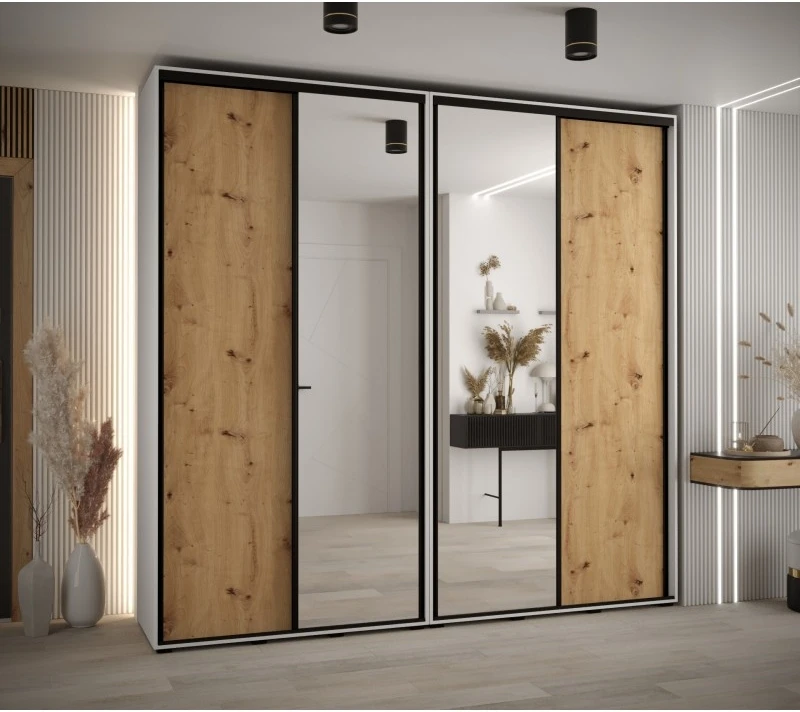 Vysoká šatní skříň s posuvnými dveřmi Davos 3 250, hloubka 45 cm, výška 235,2 cm