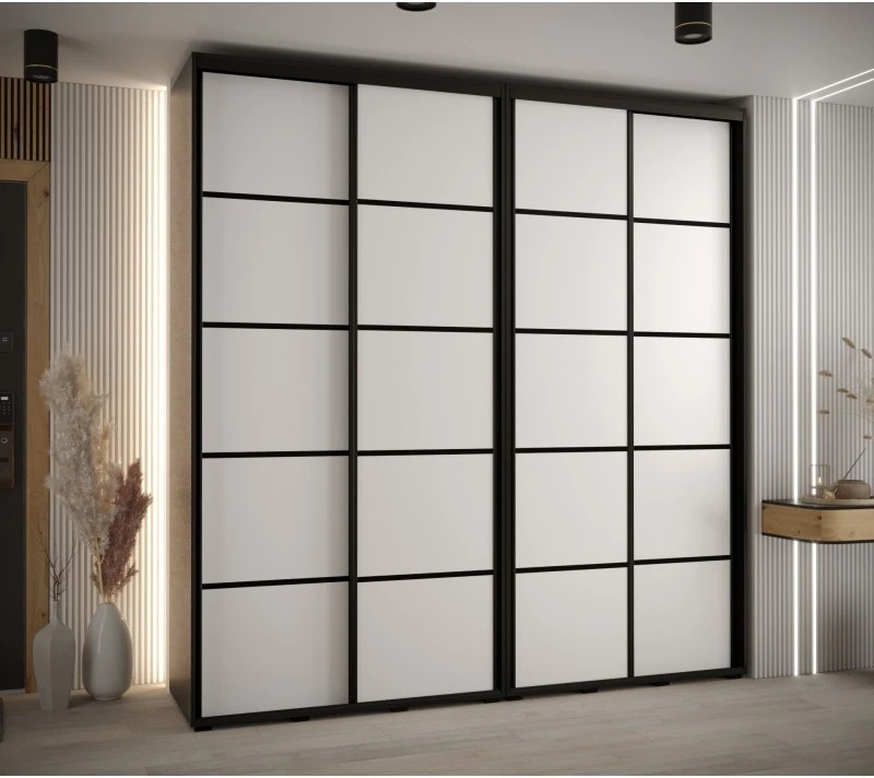 Vysoká šatní skříň s posuvnými dveřmi Davos 4 230, hloubka 45 cm, výška 235,2 cm
