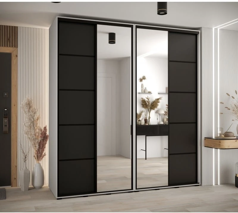 Skříň s posuvnými dveřmi a zrcadlem Davos 5 220, hloubka 60 cm