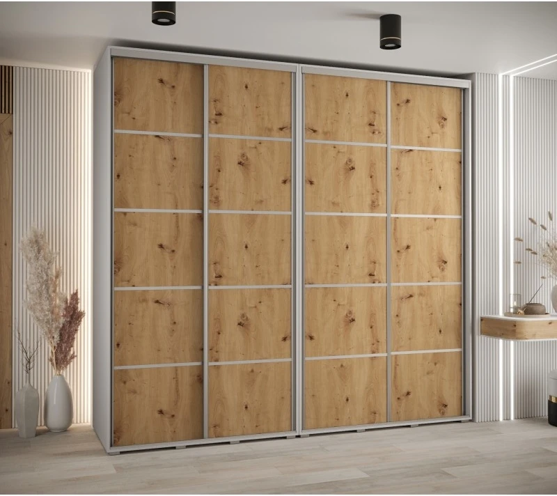 Vysoká šatní skříň s posuvnými dveřmi Davos 4 250, hloubka 60 cm, výška 235,2 cm