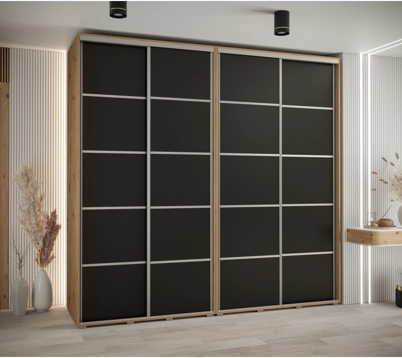Vysoká šatní skříň s posuvnými dveřmi Davos 4 250, hloubka 60 cm, výška 235,2 cm