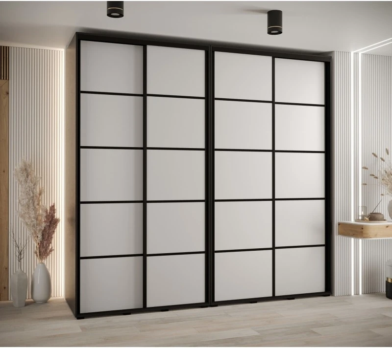 Vysoká šatní skříň s posuvnými dveřmi Davos 4 250, hloubka 60 cm, výška 235,2 cm