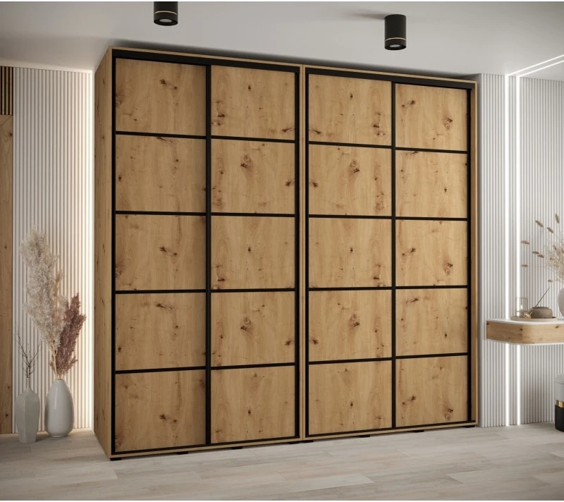 Vysoká šatní skříň s posuvnými dveřmi Davos 4 250, hloubka 60 cm, výška 235,2 cm
