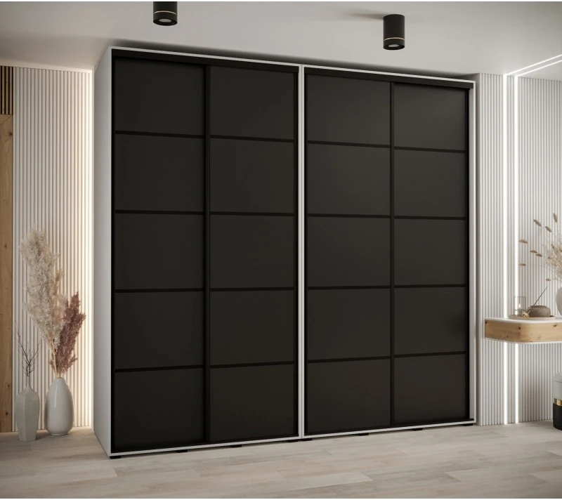 Vysoká šatní skříň s posuvnými dveřmi Davos 4 250, hloubka 60 cm, výška 235,2 cm