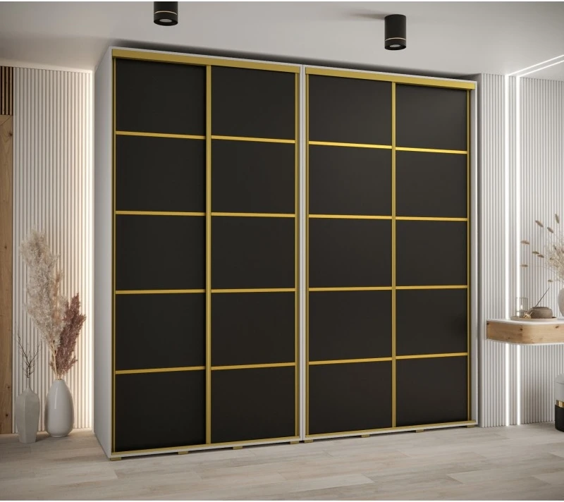 Vysoká šatní skříň s posuvnými dveřmi Davos 4 250, hloubka 60 cm, výška 235,2 cm
