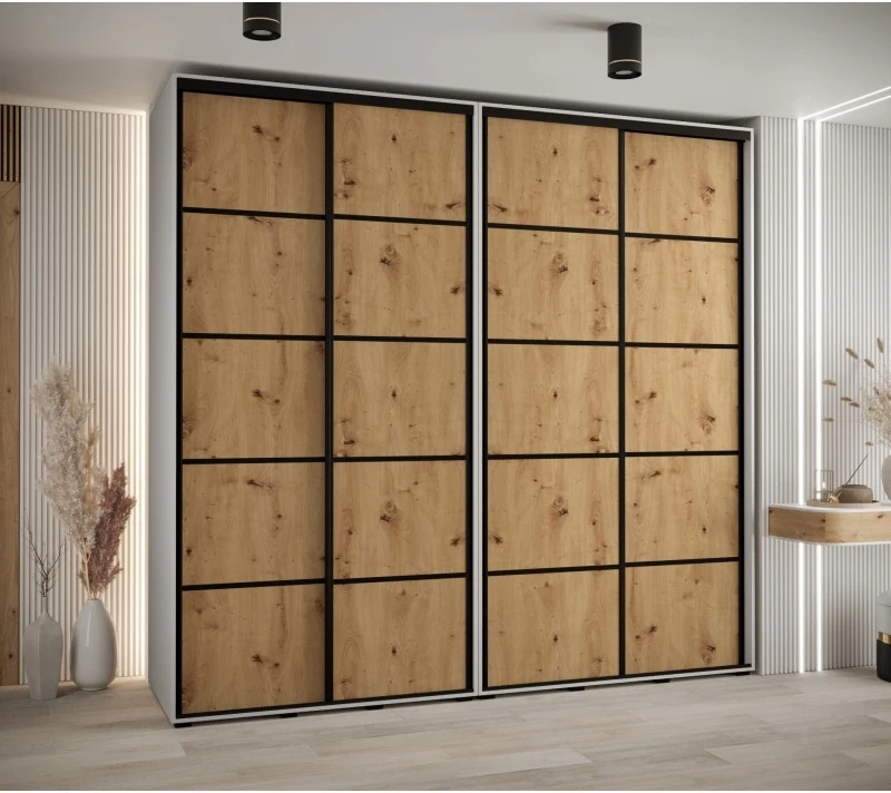Vysoká šatní skříň s posuvnými dveřmi Davos 4 250, hloubka 60 cm, výška 235,2 cm