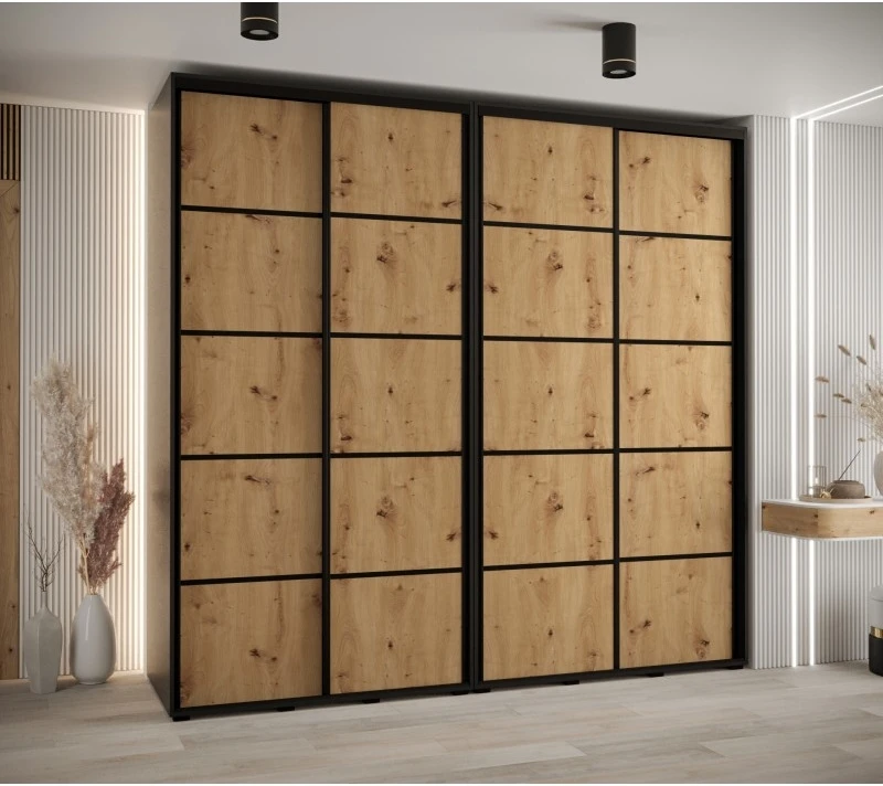 Vysoká šatní skříň s posuvnými dveřmi Davos 4 250, hloubka 60 cm, výška 235,2 cm
