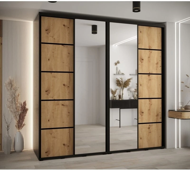 Skříň s posuvnými dveřmi a zrcadlem Davos 5 240, hloubka 60 cm