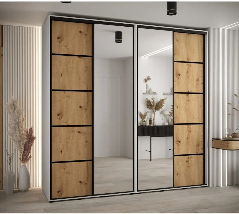 Skříň s posuvnými dveřmi a zrcadlem Davos 5 240, hloubka 60 cm
