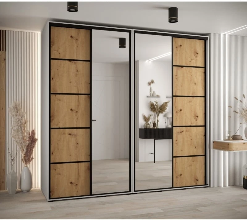 Skříň s posuvnými dveřmi a zrcadlem Davos 5 250, hloubka 45 cm