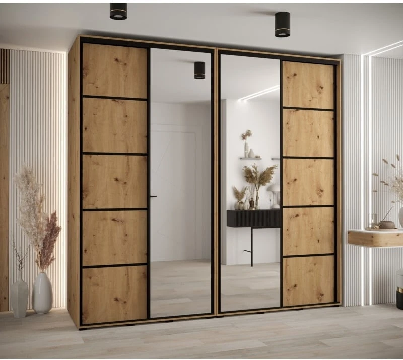 Skříň s posuvnými dveřmi a zrcadlem Davos 5 250, hloubka 45 cm