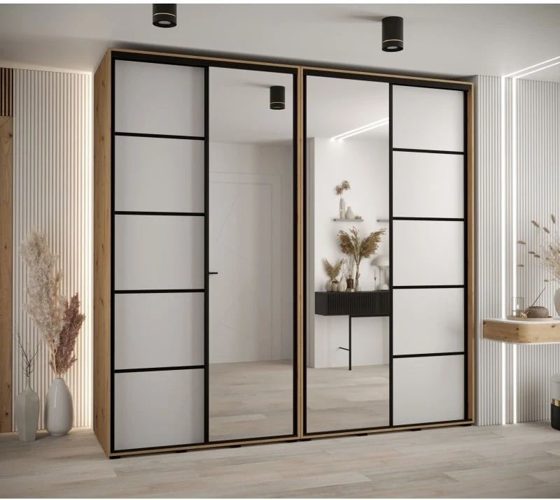 Skříň s posuvnými dveřmi a zrcadlem Davos 5 250, hloubka 45 cm