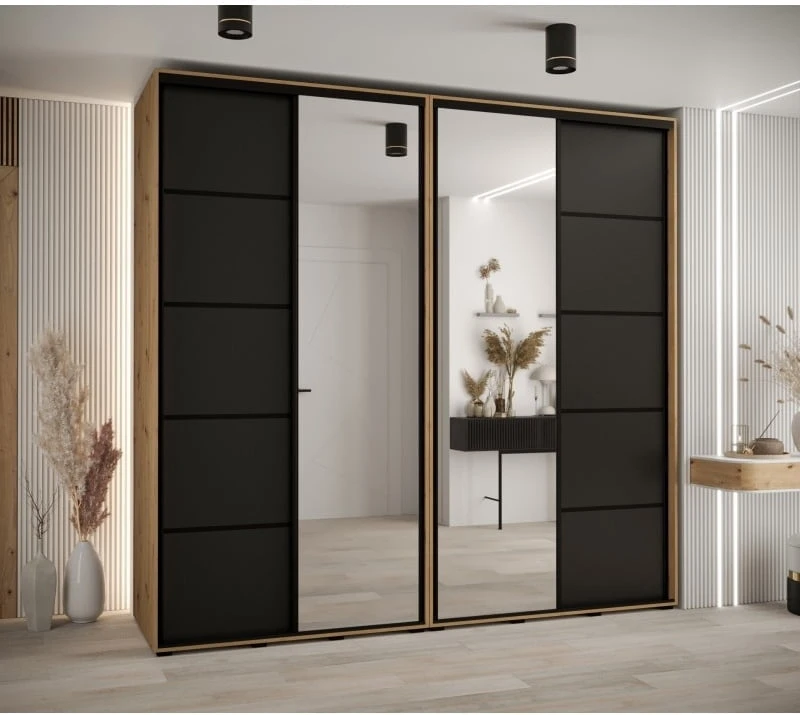 Skříň s posuvnými dveřmi a zrcadlem Davos 5 250, hloubka 50 cm