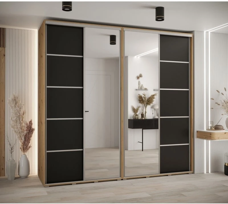Skříň s posuvnými dveřmi a zrcadlem Davos 5 250, hloubka 50 cm