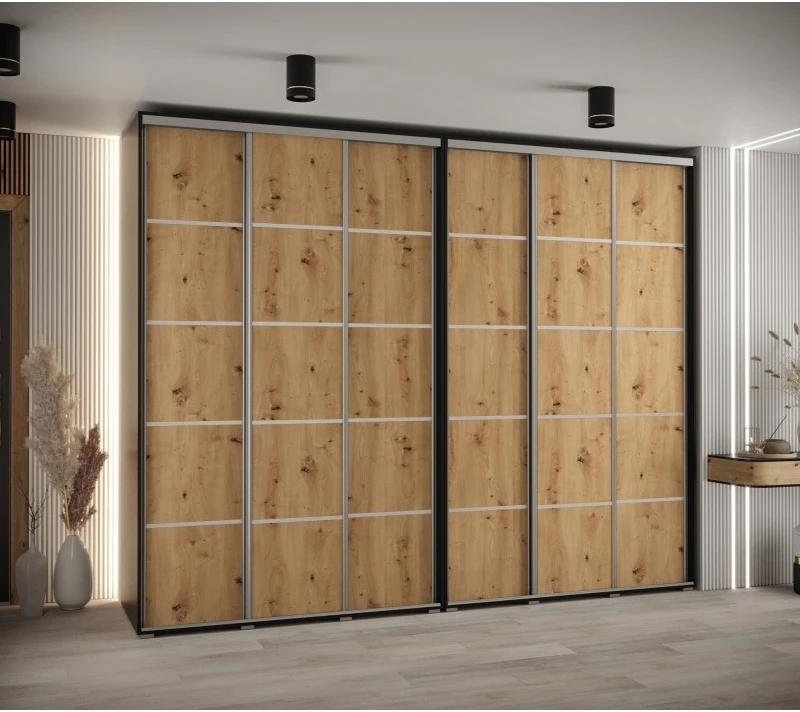 Vysoká šatní skříň s posuvnými dveřmi Davos 4 300, hloubka 60 cm, výška 235,2 cm
